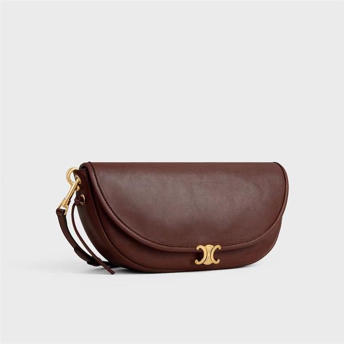 CELINE Little Half Moon Soft Triomphe Supple Shiny Lambskin Shoulder Bag