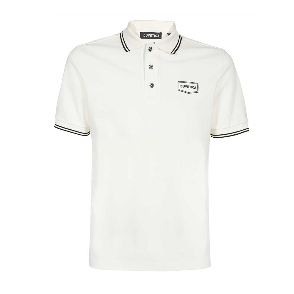 Duvetica Logo Lined Collar Polo T-Shirt Ivory
