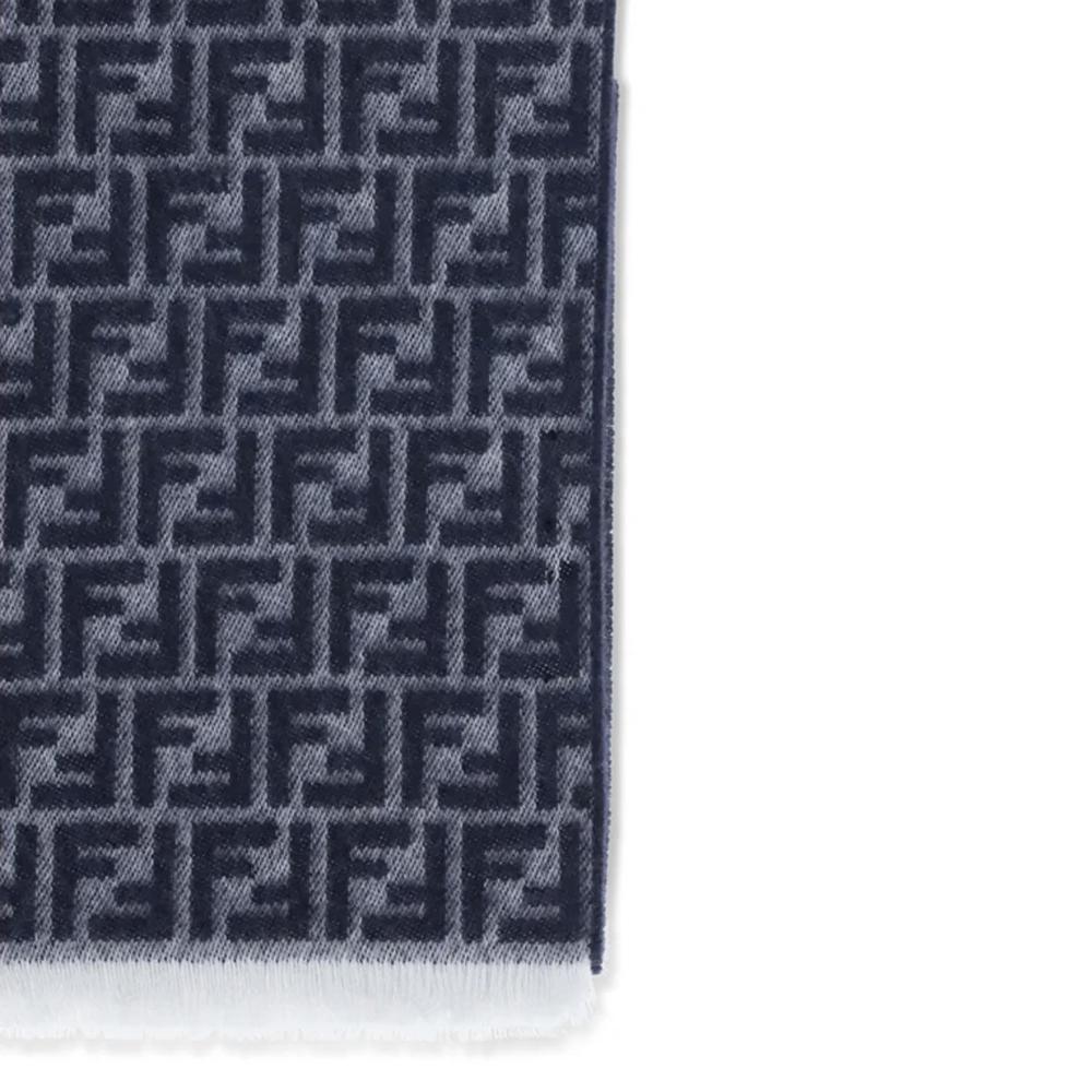 FENDI FF Jacquard Wool Scarf Blue FXS373 ATQB F03NU
