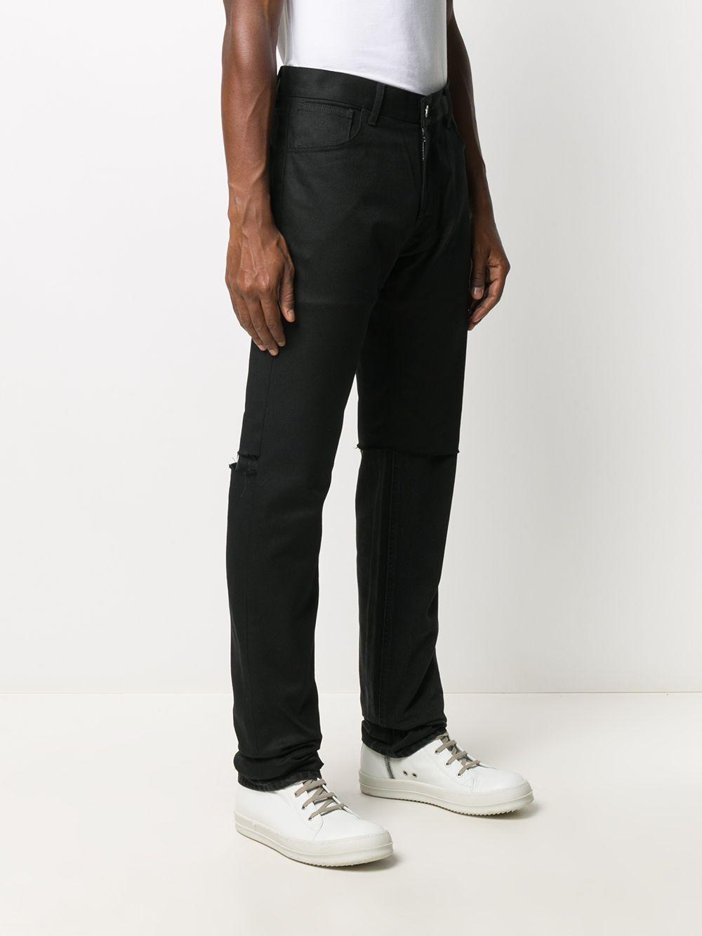 Raf Simons Men's Black Slim Fit Double Destroyed Denim Jeans 202 311 10130 00099