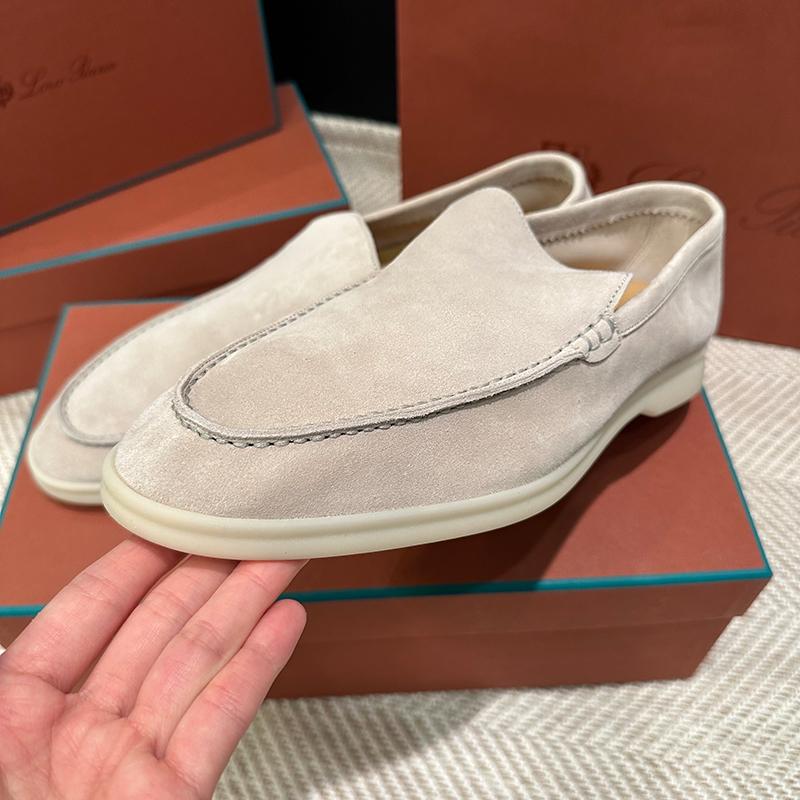 Loro Piana Men’s Suede Classic Moccasin Loafers Beige