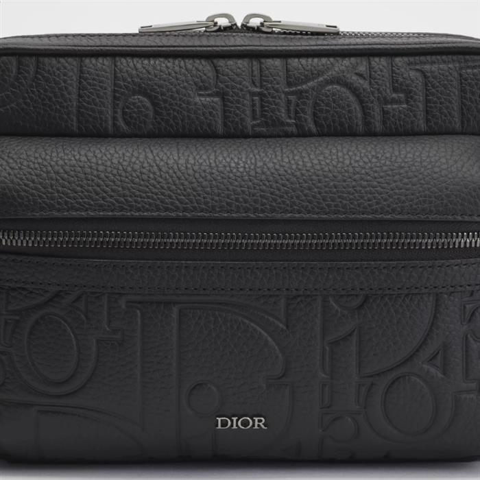 DIOR Rider 20 Leather Zipper Messenger Bag Crossbody Black