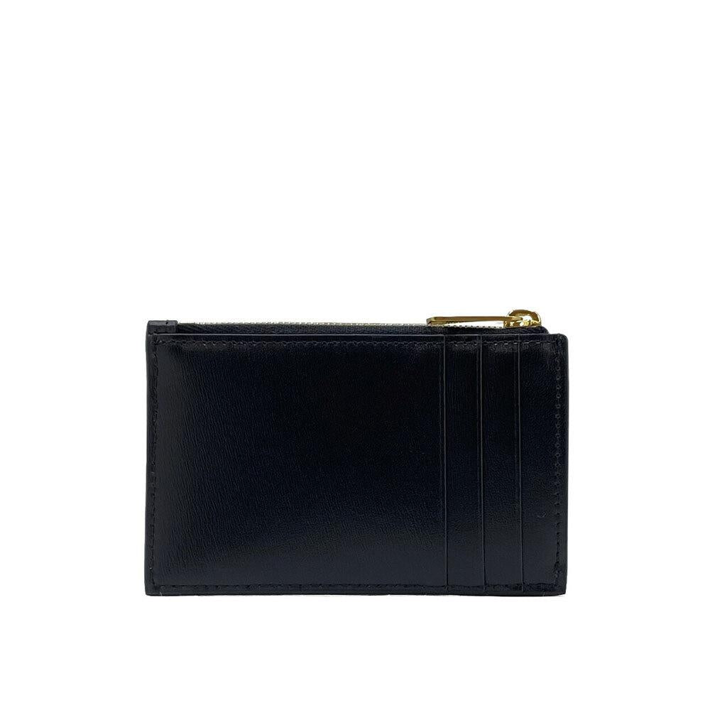 CELINE Zipper Card Holder Coin Pouch Wallet Black Leather
