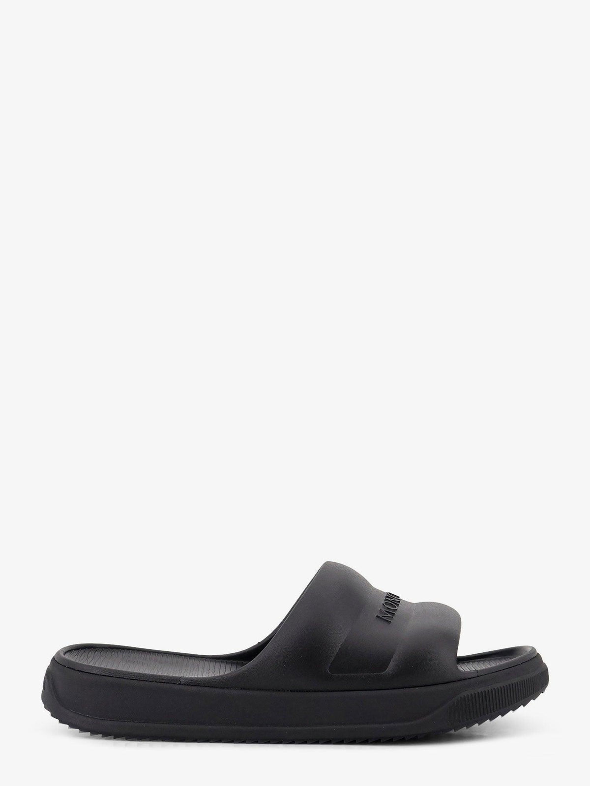 Moncler Black Leather Slide Sandals