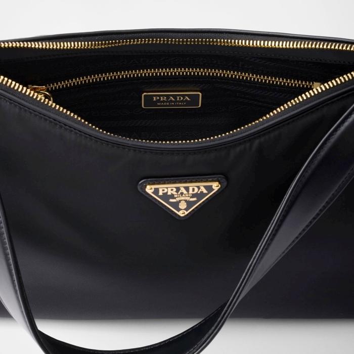 PRADA EME Large Re-Nylon and Leather Shoulder Bag 1BC232 V ODO 2C8Q F0002