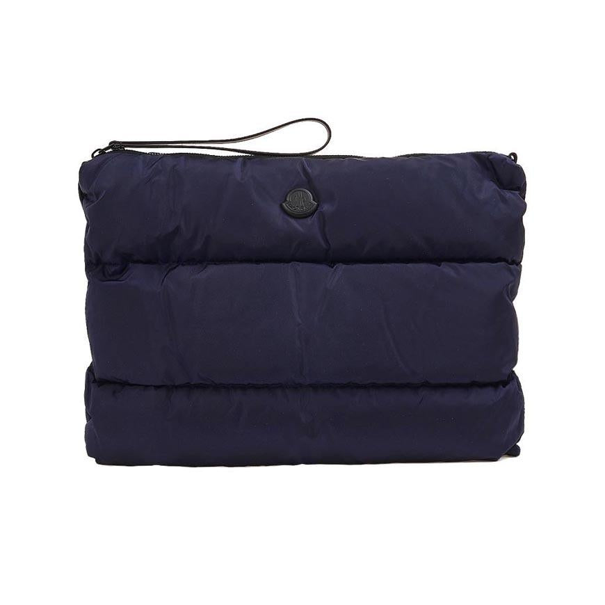 Moncler Men’s Karadoc Laptop Case Navy Leather Clutch Bag