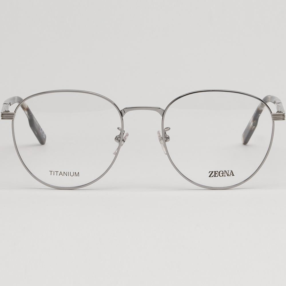 Zegna Titanium Round Silver Eyeglass Frames Unisex EZ5252H 014