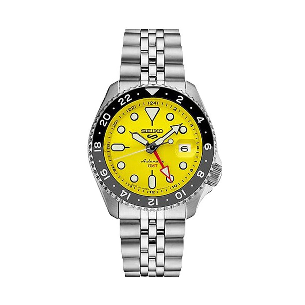 Seiko 5 Sports GMT Vibrant Yellow Dial Stainless Steel Men's Watch SSK017K1