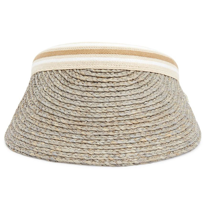 HELEN KAMINSKI Women's Striped Sun Visor HAT50265 ECLIPSE MELANGE NOUGAT STRIPE