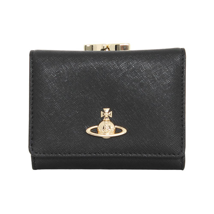 Vivienne Westwood Saffiano Small Frame Wallet with ORB Logo Black