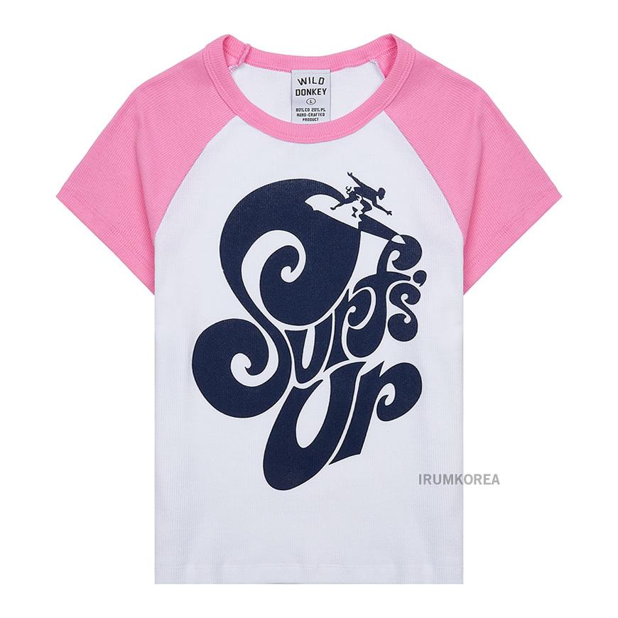 Wild Donkey Surf Up Graphic T-Shirt White Pink