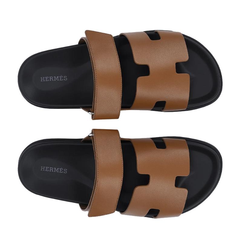 HERMES Men’s Chypre Classic Brown Leather Sandals