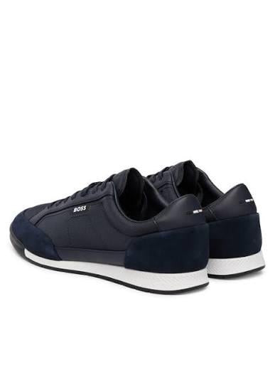 HUGO BOSS Dark Blue Leather Low-Top Sneakers for Men
