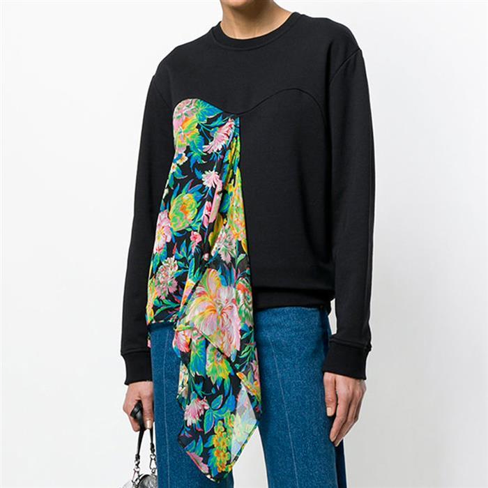 MSGM Black Scarf Panel Sweatshirt for Women