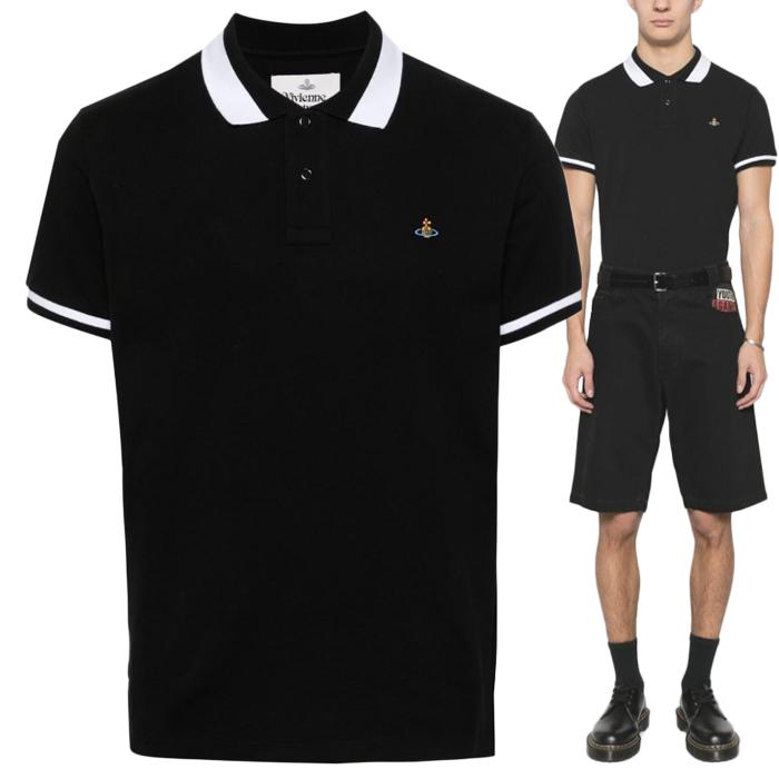 Vivienne Westwood Black Short Sleeve Polo Shirt