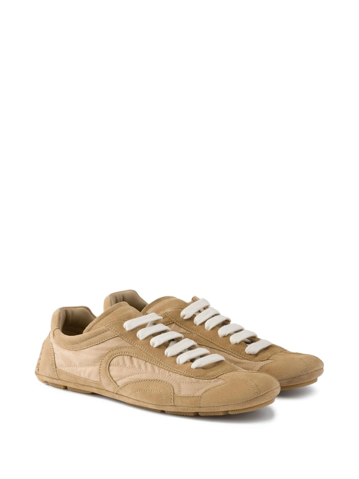 PRADA White Leather Low-Top Sneakers