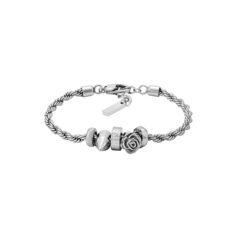 DIESEL Logo Charm Rope Chain Bracelet DX1622040