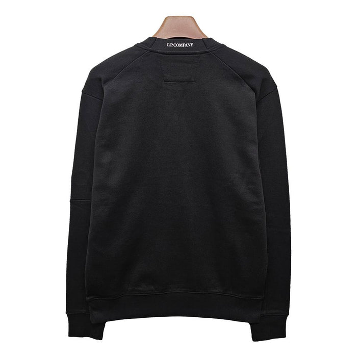 CP Company Black Diagonal Raised Fleece Lens Sweatshirt