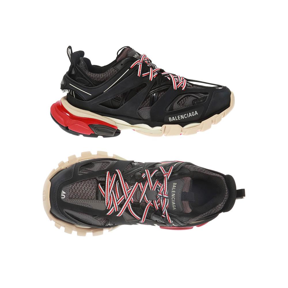BALENCIAGA Black Red Track Low-Top Sneakers Women