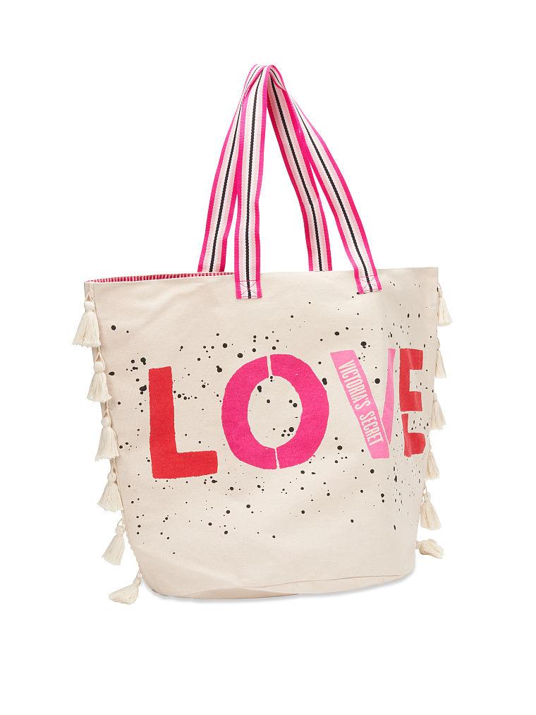 Victoria's secret Canvas Tassel Love Tote Bag Shoulder Bag