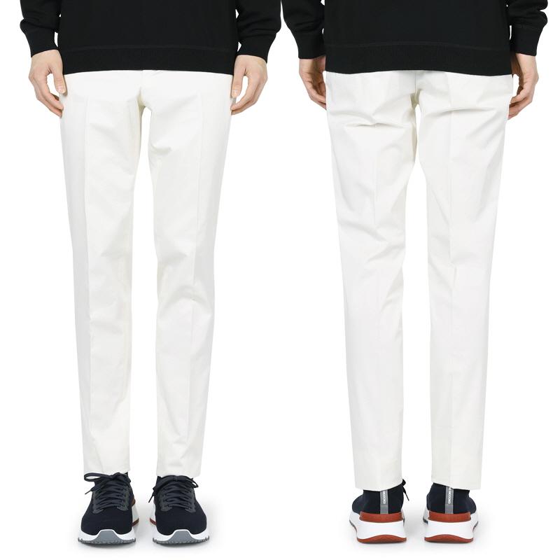 LARDINI Men’s Gabardine Cotton Stretch Classic Pants Ivory ESLYON ESIF64401 101