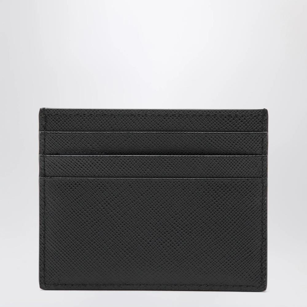 PRADA Saffiano Leather Card Holder Wallet Black Unisex