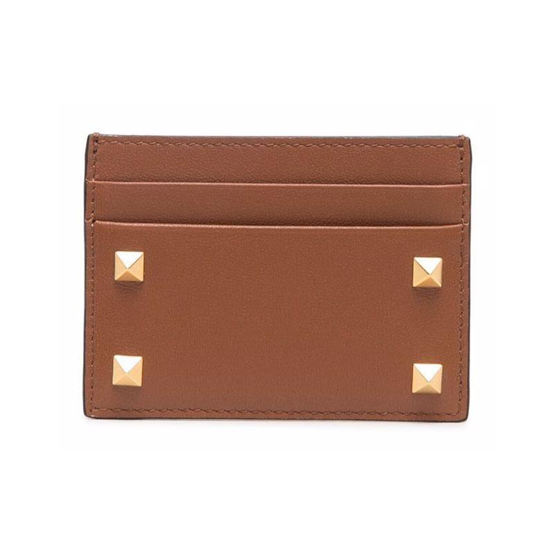 VALENTINO Rockstud Leather Card Holder Wallet Unisex