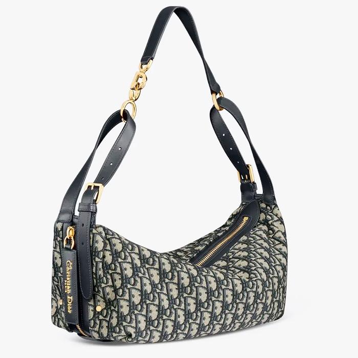 DIOR DJourney Medium Shoulder Bag Brown Canvas Leather Trim M2417UTZQ M928