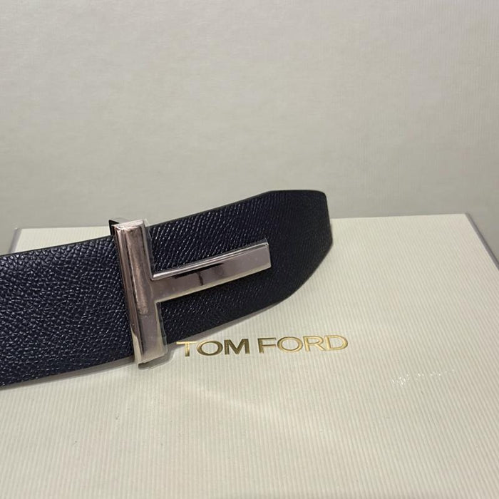 TOM FORD Men’s T Buckle Reversible Leather Belt Navy/Black