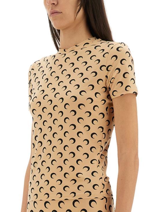 Marine Serre Beige Short Sleeve T-Shirt UTS001 ACJER0001 TA10