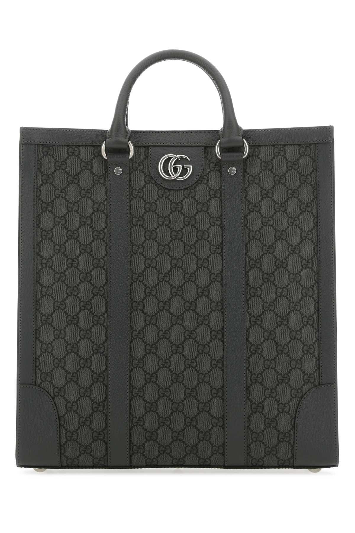 GUCCI Brown Canvas Leather Tote Bag for Men