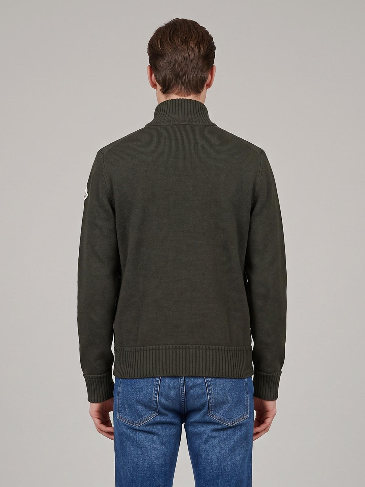 Moncler Wool Blend Zip-Up Knit Cardigan for Men Navy
