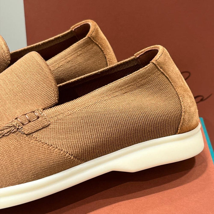Loro Piana Brown Knitted Work Loafer Moccasins Men’s