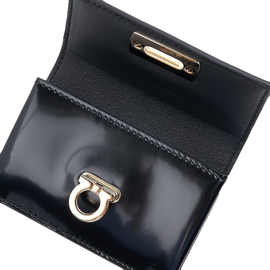 Ferragamo Gancini Leather Card Holder Black 0760662 1