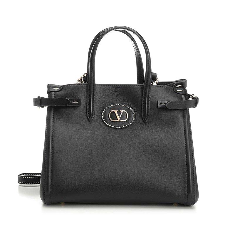 VALENTINO Antibes Small Calfskin Tote Bag Black