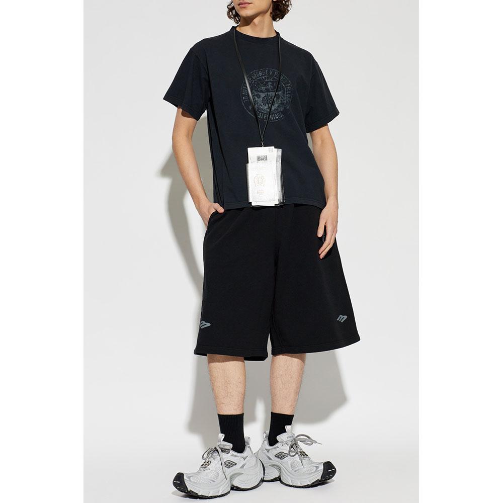 BALENCIAGA Vintage Logo Print Short Sleeve T-Shirt Black Men