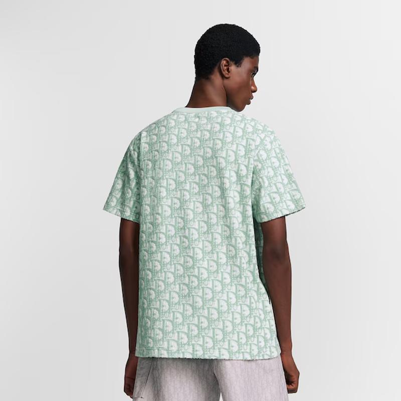 DIOR Green White Oblique Casual Fit Cotton Jersey T-Shirt
