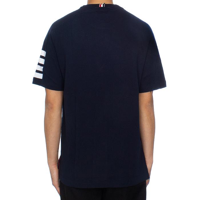 THOM BROWNE Navy Diagonal Stripe Short Sleeve T-Shirt