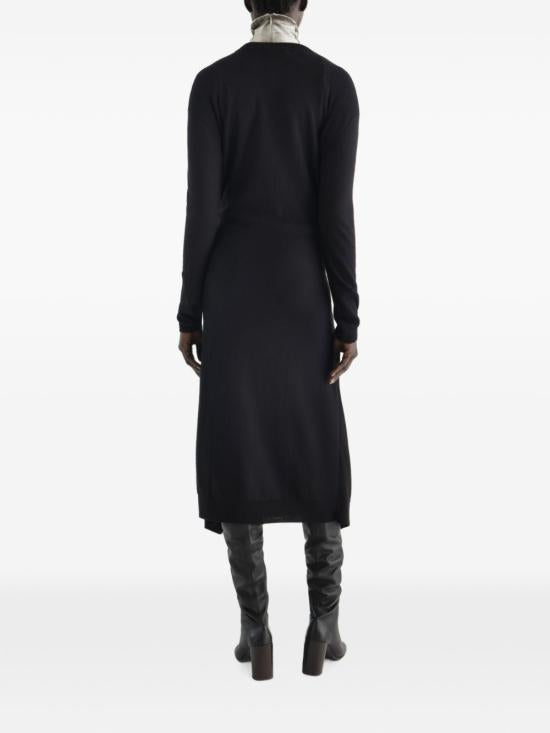 Lemaire Merino Wool Button Midi Dress Black