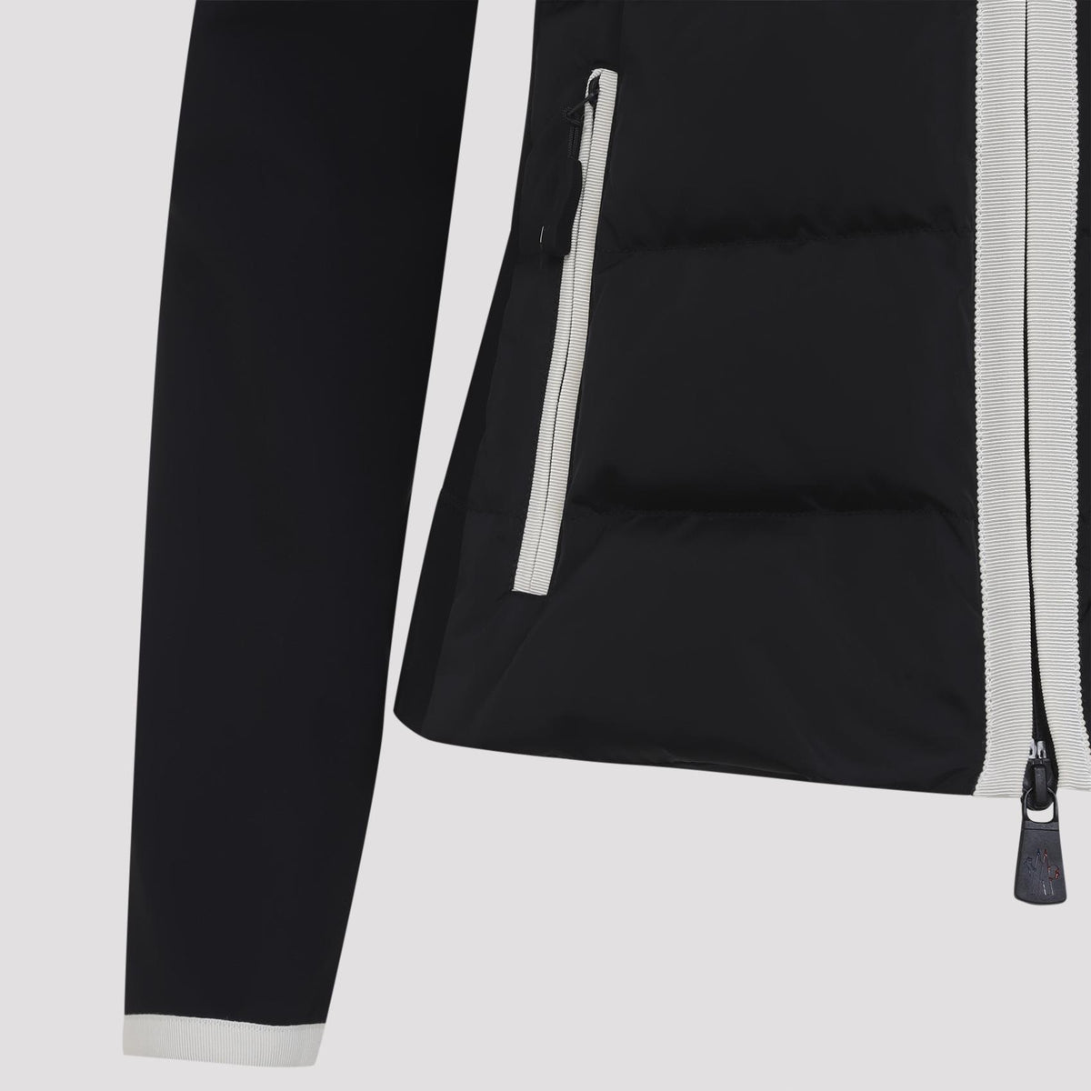 Moncler Black Wool Zip-Up Knit Cardigan