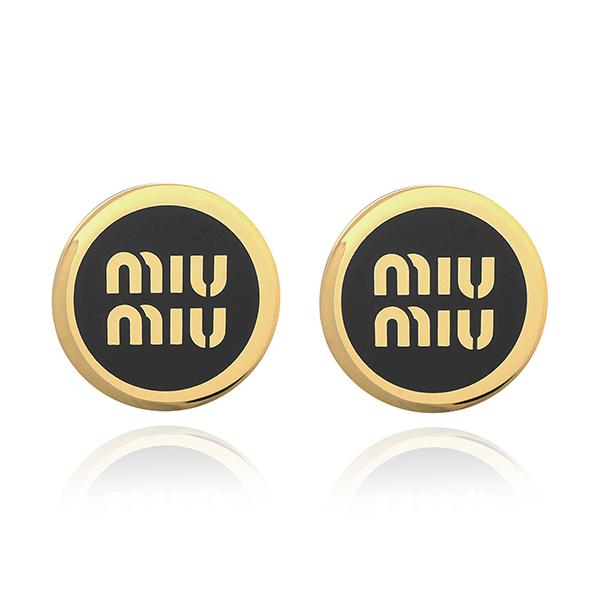 Miu Miu Enamel Logo Metal Earrings