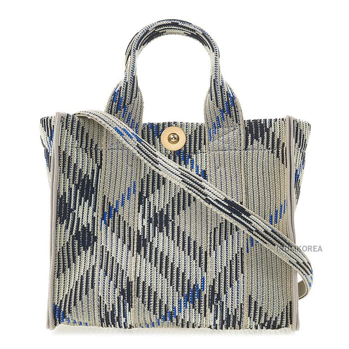 BURBERRY Mini Check Knit Tote Bag for Women