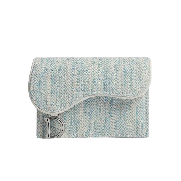 DIOR Saddle Bloom Leather Card Holder Wallet