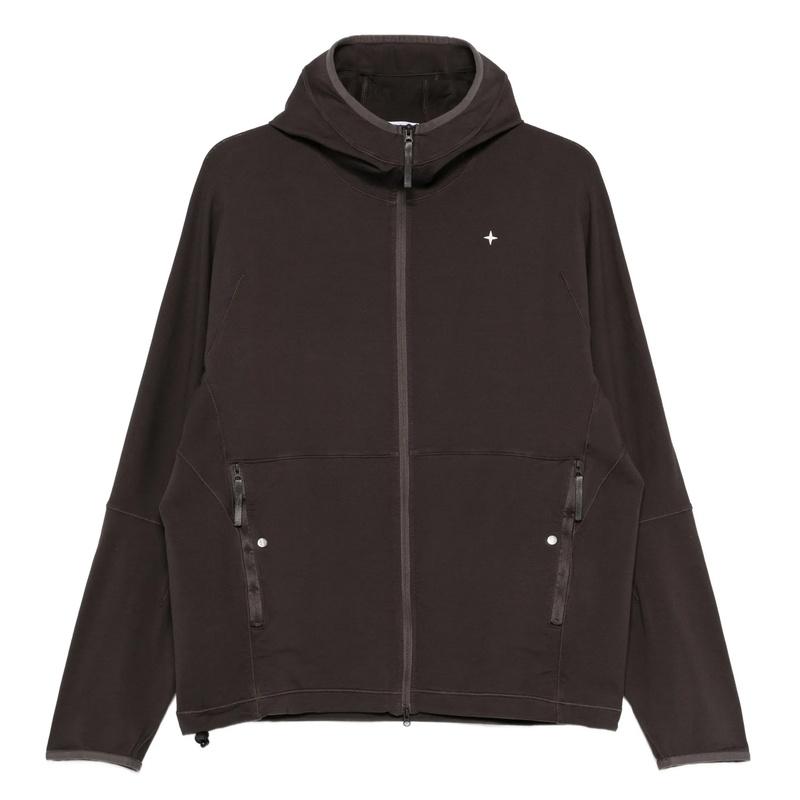 STONE ISLAND Stellina Logo Hooded Zip Jacket Men Green Cotton