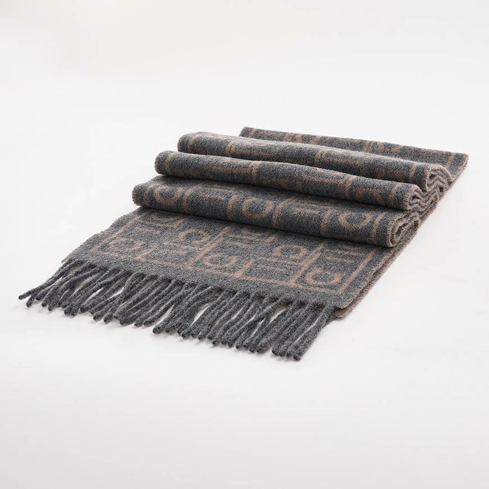 Ferragamo Monogram Wool Scarf Gray Men’s