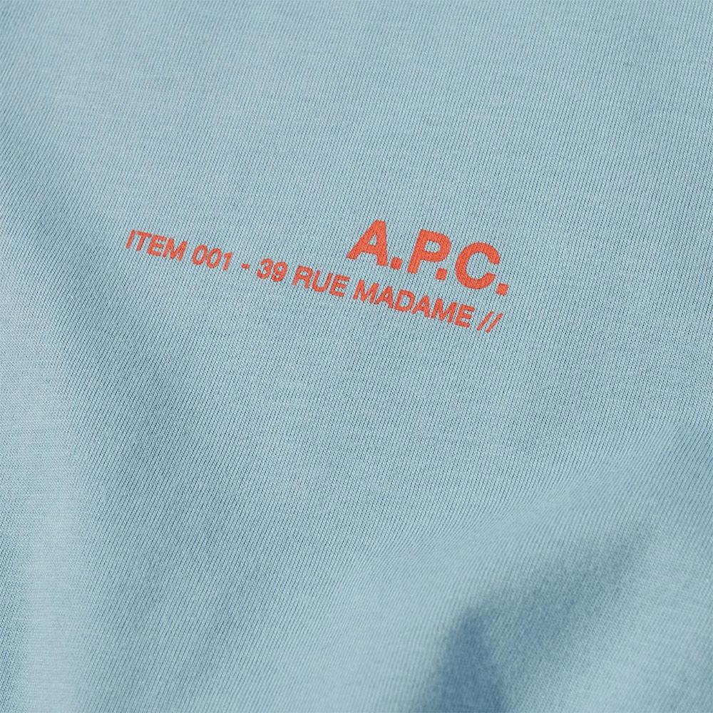 A.P.C. Men’s Logo Short Sleeve T-Shirt Navy Cotton