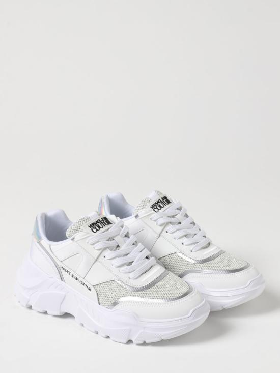 Versace White Leather Low-Top Sneakers 78VA3SC4ZPB07LA3 WHITE DOM