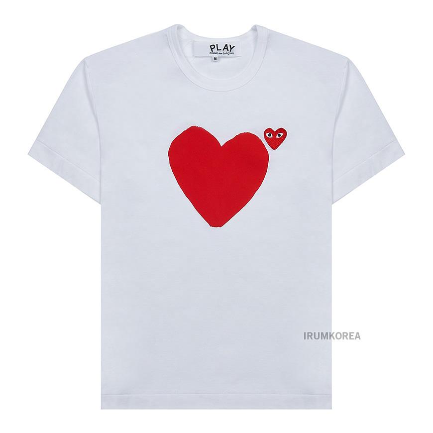 Comme des Garcons Unisex Heart Print T-Shirt AX T222 051 WHITE