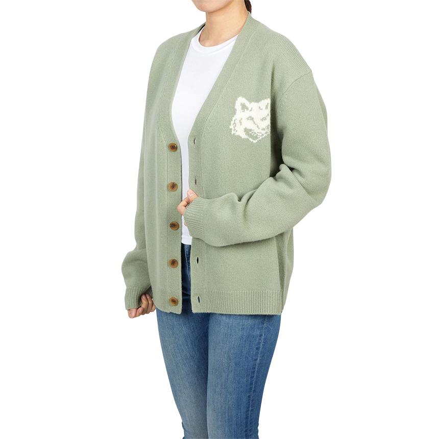 Maison Kitsune Fox Head Intarsia Wool Cardigan for Men PM00509 KM0329 0396