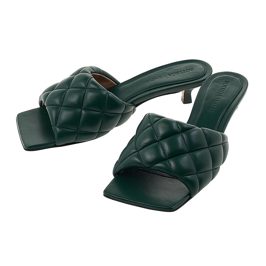 Bottega Veneta Padded Mule Sandals Women Green Leather